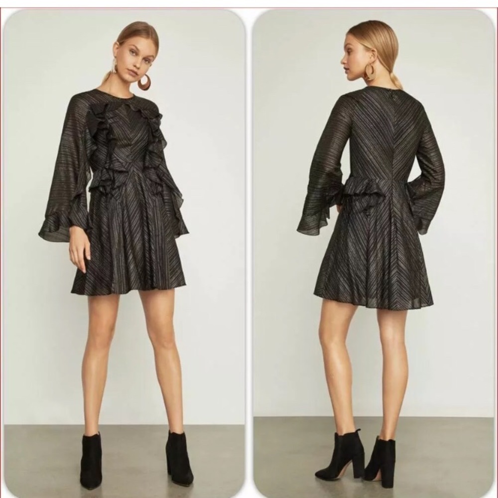 🆕 BCBG MAXAZRIA Ruffle Lurex Cocktail Dress